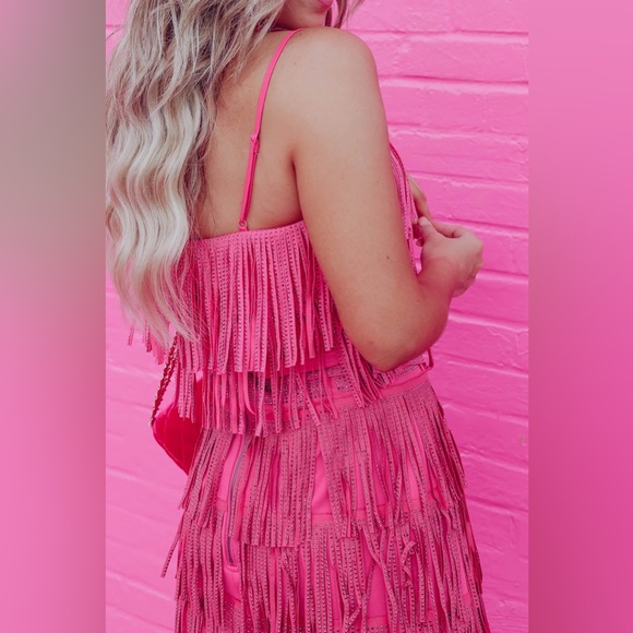 Pink Rhinestone Fringe Set - Picture 4 of 9